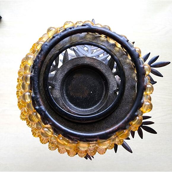 CANDLE HOLDER-Palm Tree-Tea Light-Beaded Shade-Table Stand-Unique-Tropical - Picture 7 of 12